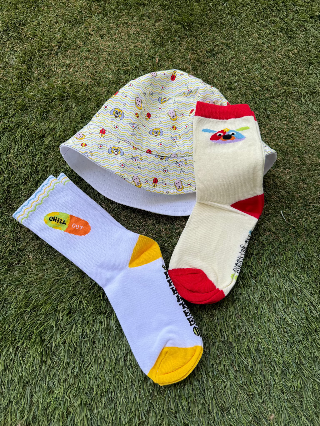 Dog walking matching bandana hat and socks for human and dog merch. Reversible bucket hat. Reversible bandanas! 2 in 1! Set of 3 socks for dog moms and dog parents. Match your pup! Go for a walk! Based in UAE
