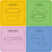 Elevate, stash, pack your 2 in 1 dog bowls made from food grade silicone for mess free dog dining.