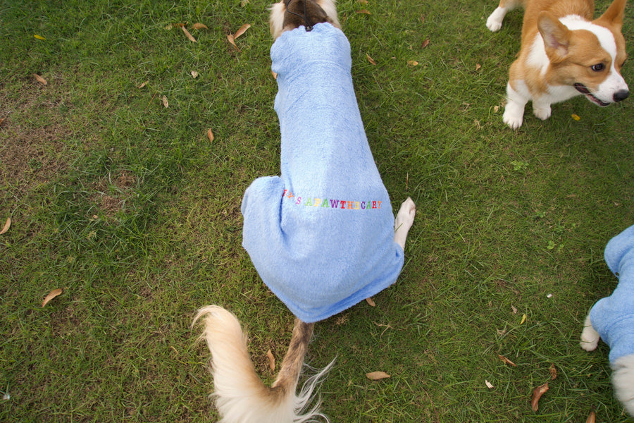 Rory’s Apawthecary dog towel — lightweight, quick-dry, and gentle on sensitive skin. ultra-soft dog towel fabric designed for comfort and absorbency. perfect for quick drying. Multipurpose for bath time, beach days, travel, outdoor adventures. and on-the-go grooming. UAE based. 